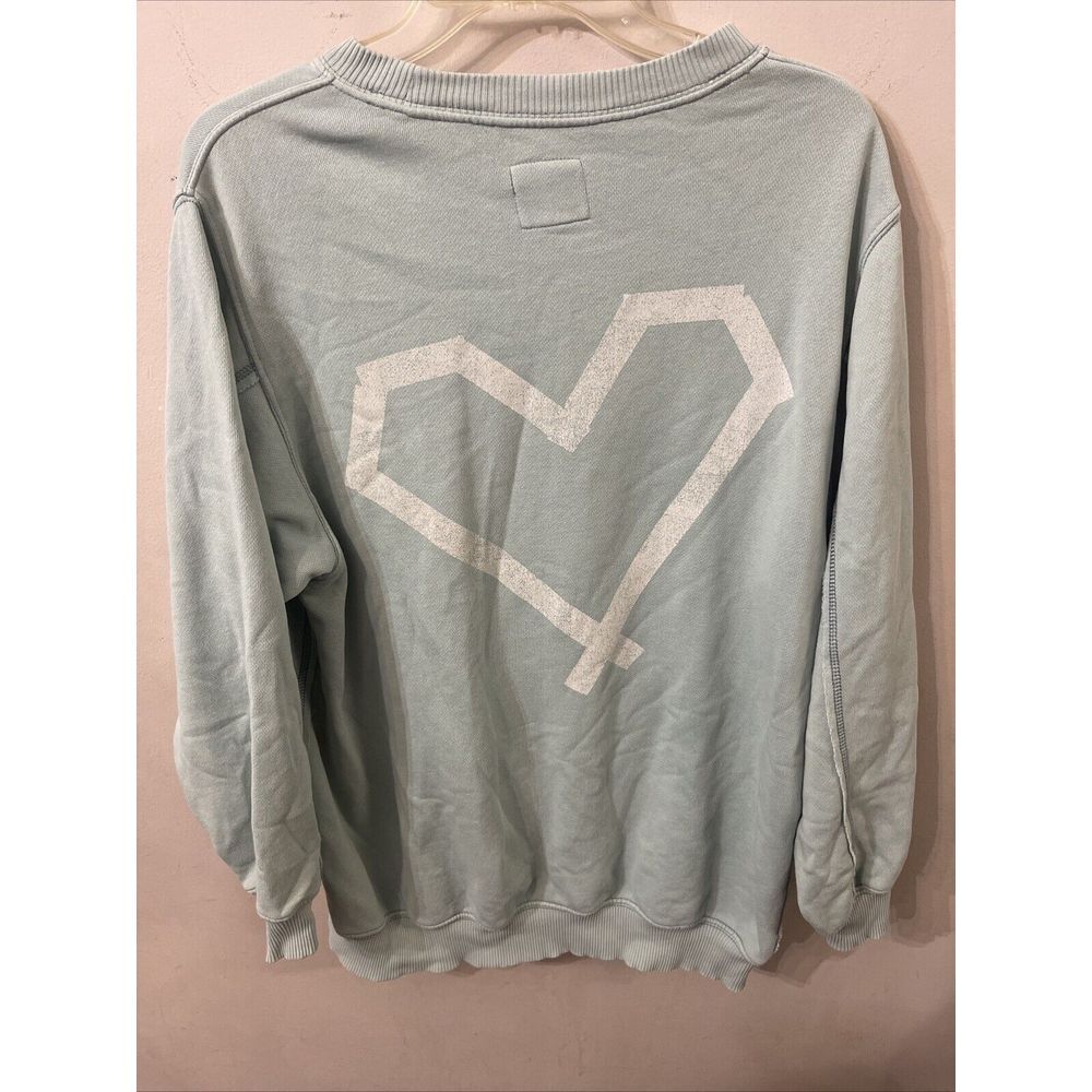 Aerie Oversized Blue Heart Sweatshirt With Pocket Women's Size XS